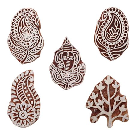 Set of 5 Piece New Mix Wooden Printing Blocks
